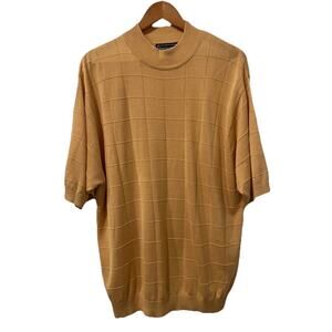 Paul Frederick Shirt Men's XLT 100% Silk Short Sleeve Stretch Lt Orange